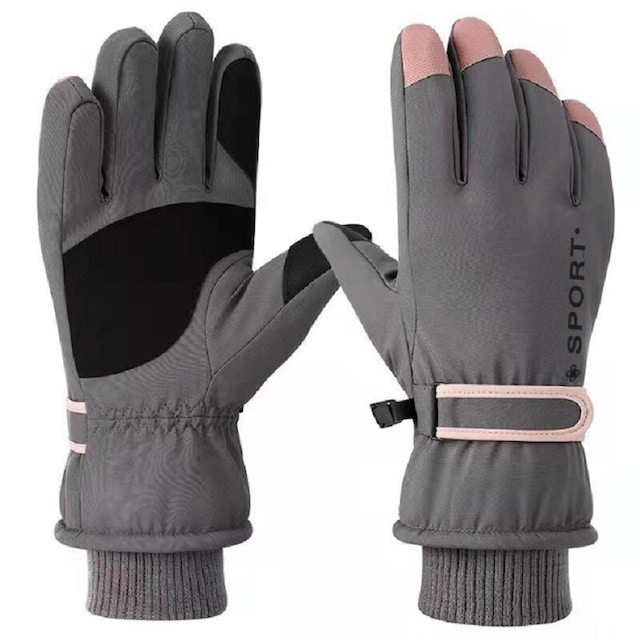 Varme handsker til vinter og ski med touch-skærm- fingre til kvinder Grå
