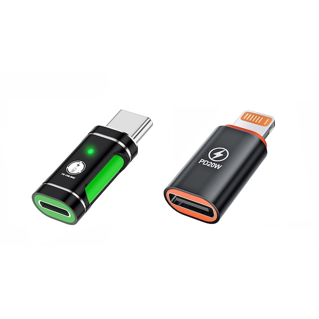 NÖRDIC non-MFI Lightning til USB-adaptersæt 2-pak