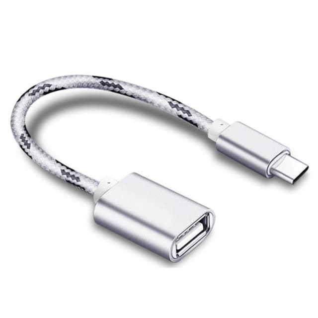 NÖRDIC A USB OTG til USBC 3.1 Gen 1 adapter aluminium 15cm sølv