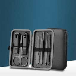 Manicure Pedicure Kit Negleklipper stål med læderetui - 7 i 1