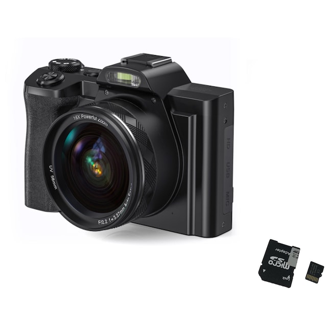 Digitalkamera 5K 48MP 16 x zoom 3,5-tommer skærm, autofokus, anti-ryst