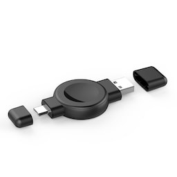 Oplader til Watch Series + Samsung med USB-C+USB stik