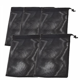 Mesh tasker med snøre 5-pak Sort 20×30 cm