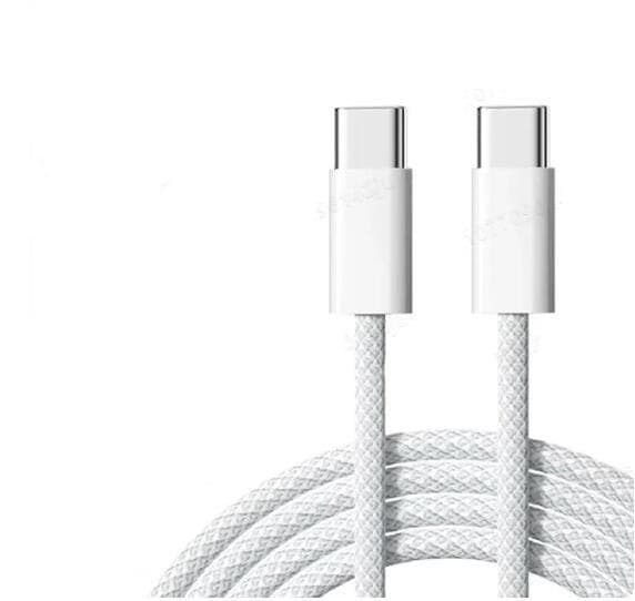 NÖRDIC 2m USB 2.0 USB-C til C-kabel til iPhone 15/15 Pro/15 Plus/15 Pro Max 3A 480Mbps 60W hvid