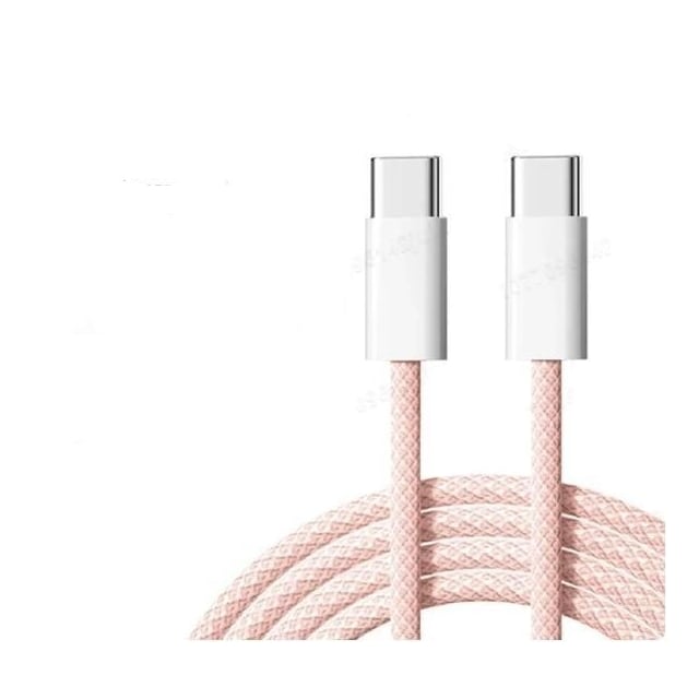 NÖRDIC 2m USB 2.0 USB-C til C-kabel til iPhone 15/15 Pro/15 Plus/15 Pro Max 3A 480Mbps 60W pink