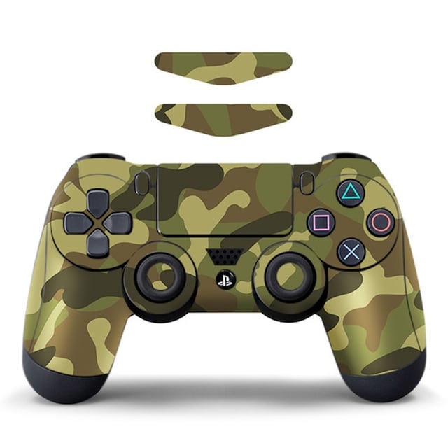 Til Sony PS4 / PS4 Slim Game Controller Decal Aftagelig - Grøn Camouflage