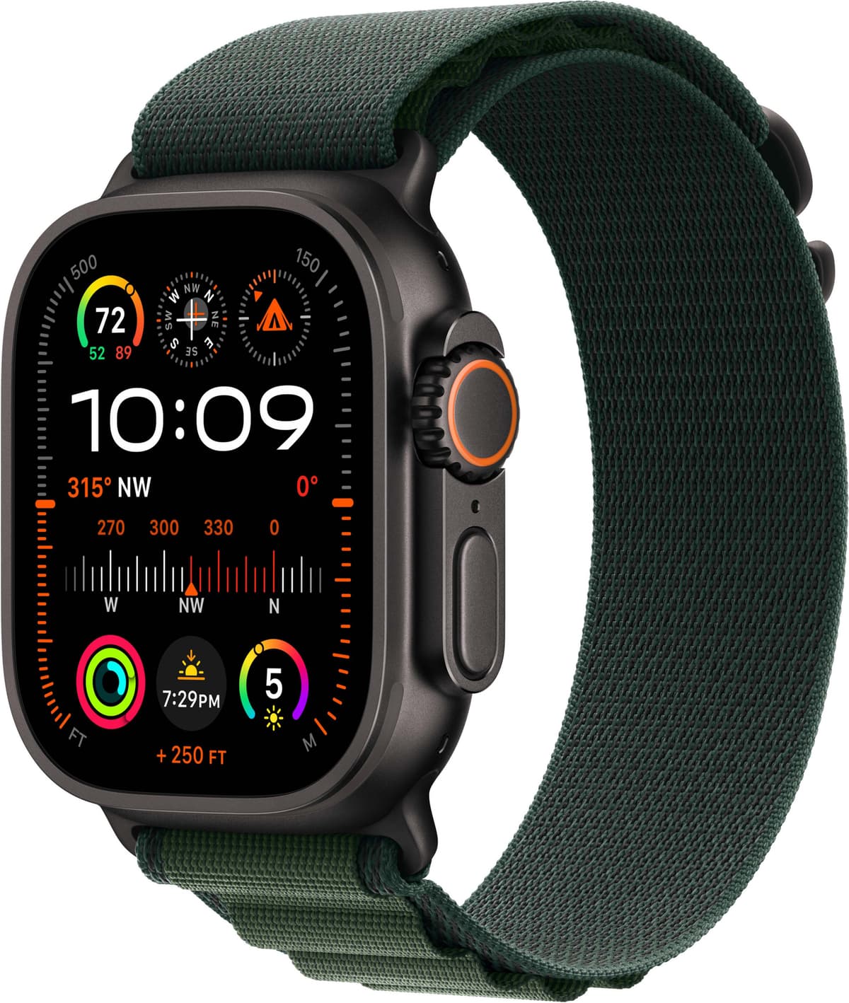 Apple Watch Ultra 2 49mm GPS+CEL (Black Titanium/Dark Green Alpine Loop) L