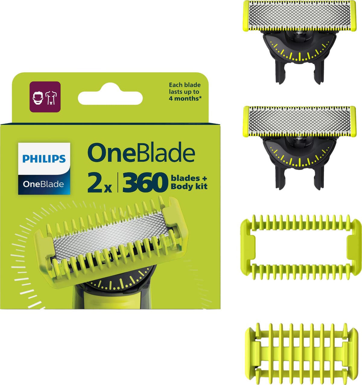 Philips OneBlade barberbladsæt QP624/50 (sort)