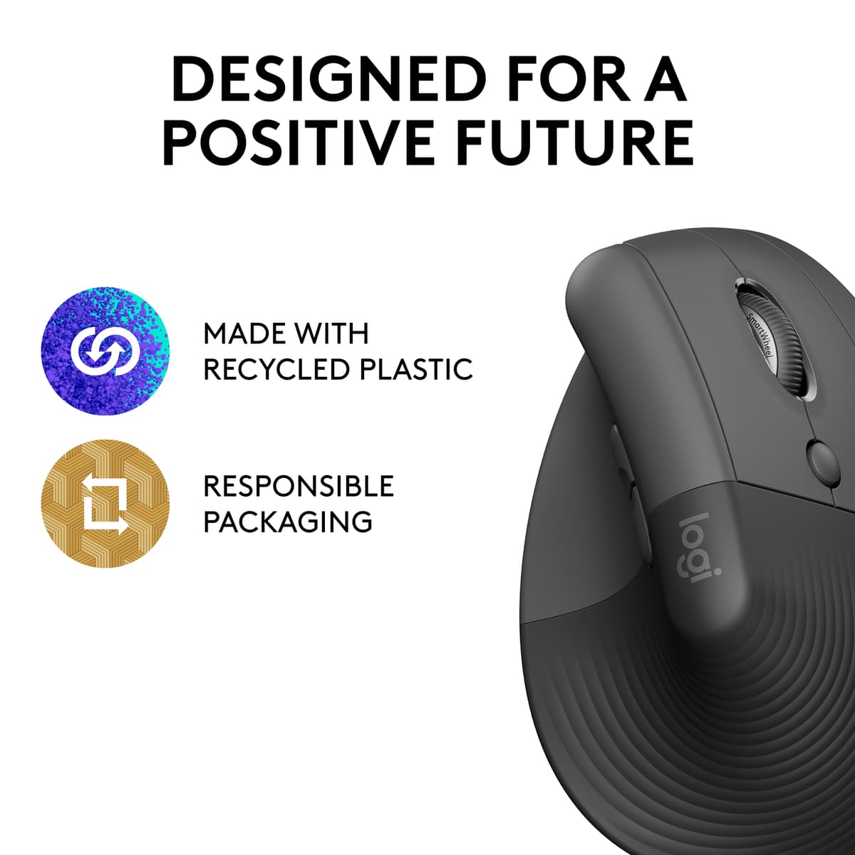 Logitech Lift Vertical trådløs mus (graphite)