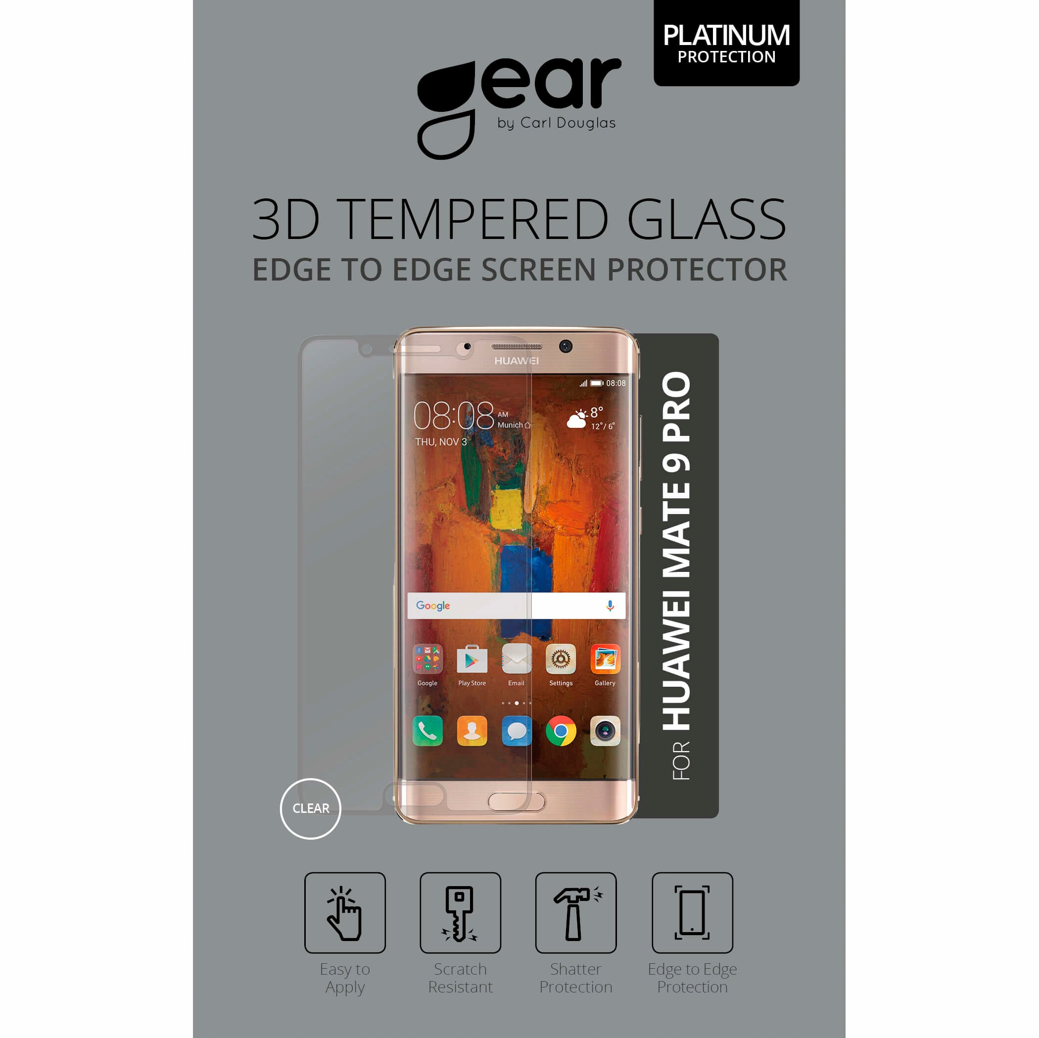 GEAR Hærdet Glas 3D Full Cover Sort Huawei Mate 9 Pro - Cover & etui -  Elgiganten