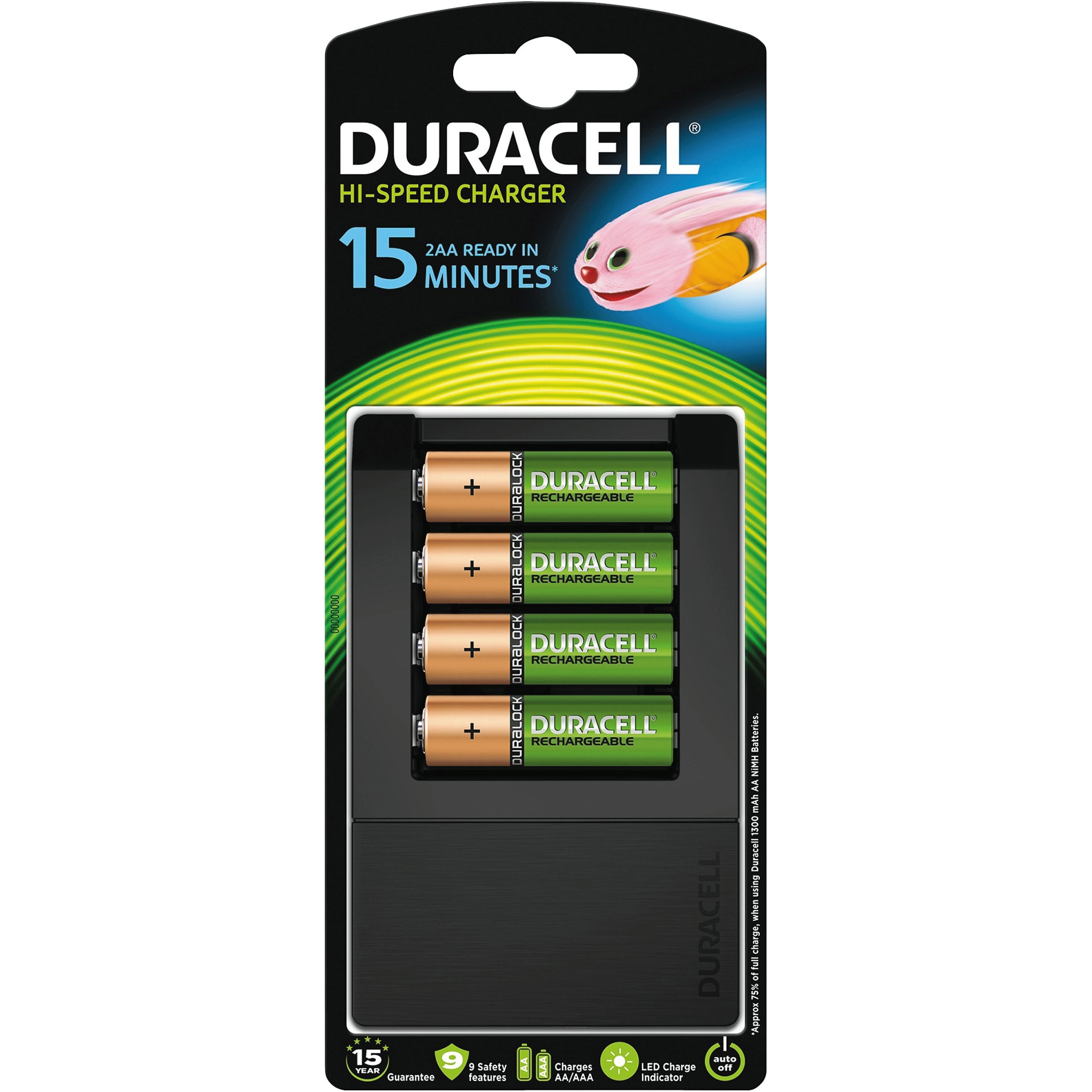 Duracell AA/AAA oplader + 4 x genopladelige batterier - Batterier ...