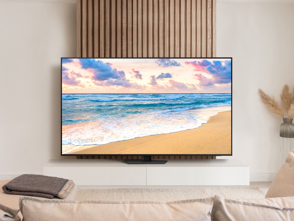 Samsung TV in a bright modern livingroom
