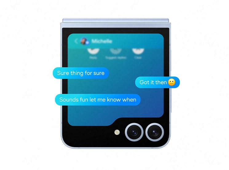SMS-samtale vises på FlexWindow af Galaxy Z Flip6