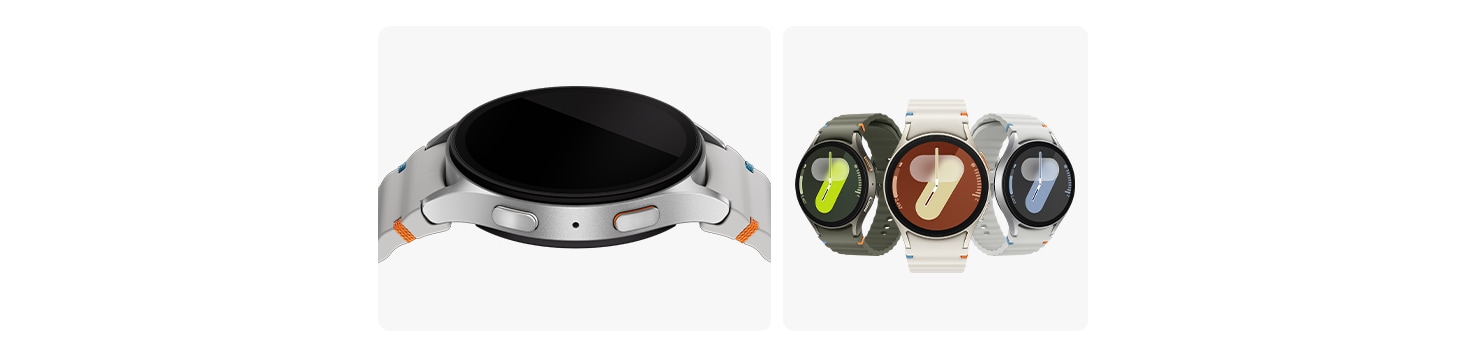 Samsung Galaxy Watch7, der vender opad, ses i et nærbillede