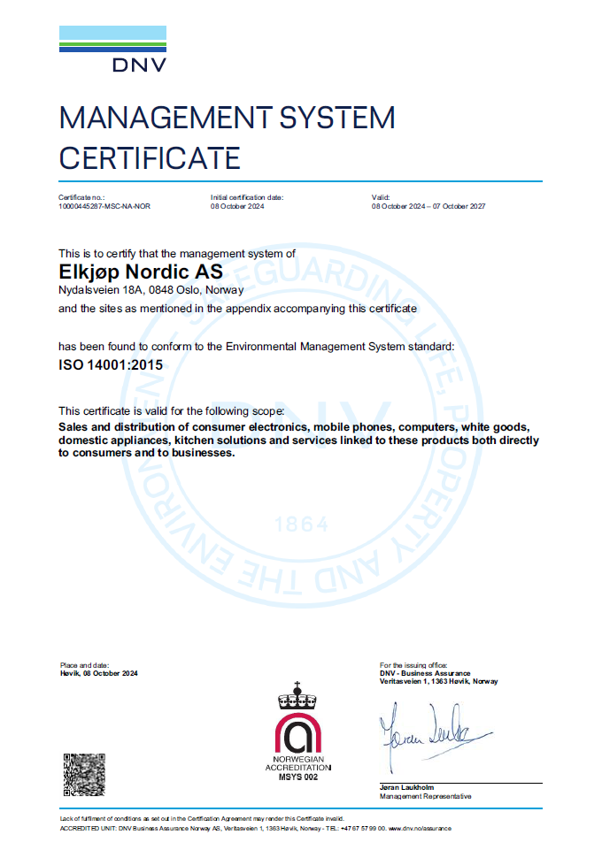 Iso cert. 08 October 2024 – 07 October 2027