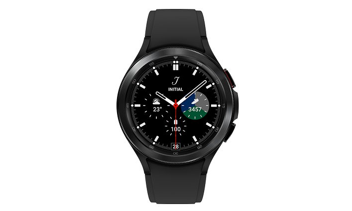 Samsung Galaxy Watch 4 in black seen from the front