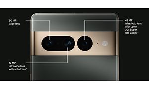Nærbillede af kameraer på Google Pixel 7 Pro