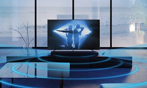 Billede af Sony Field Optimization illustreret i blåt rundt om et TV