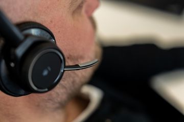 Close up man with headset
