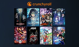 Sony - TV -  Sony A95L TV  med Crunchyroll og forskellige anime-titler på billedet