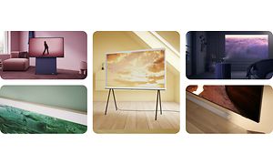 Samsung TV med forskelligt design i forskellige rum