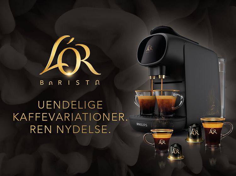 L'OR Barista kaffemaskine med billede og tekst