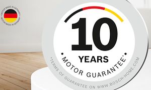 Logo med teksten 10 years motor guarantee