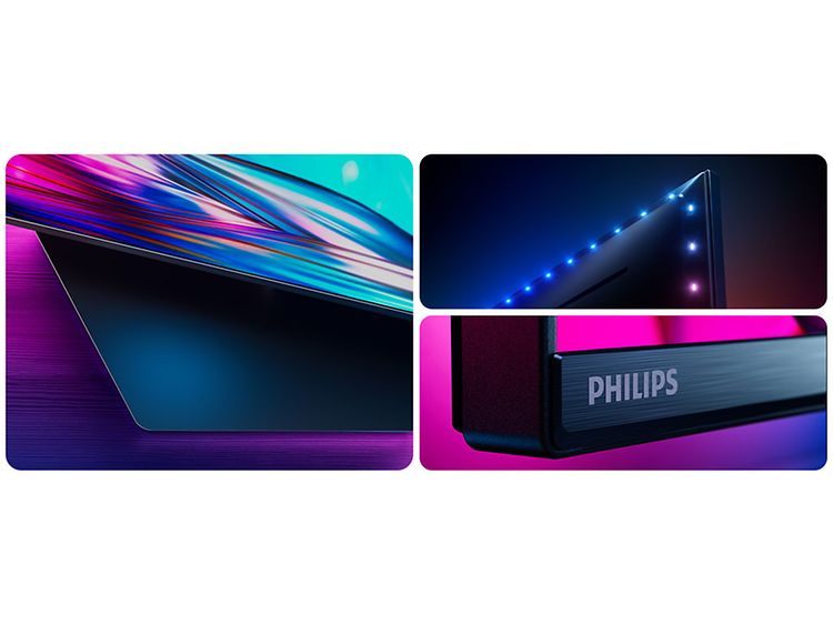 Collage af designdetaljer på Philips TV