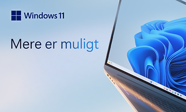  Windows 11-banner med teksten: "Mere er muligt"